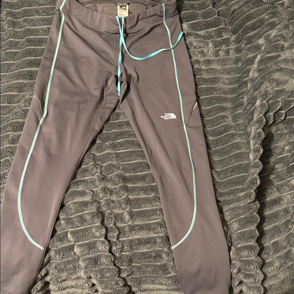 The North Face Charcoal Leggings with Teal Highlights